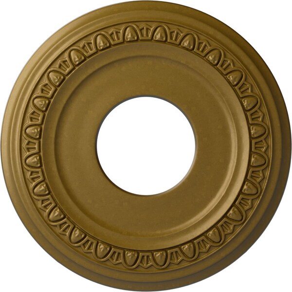 Ekena Millwork Jackson Ceiling Medallion (Fits Canopies up to 7 3/8"), Hnd-Painted Gold, 12 1/4"OD x 4"ID x 1 1/8"P CM12JAGLS - main